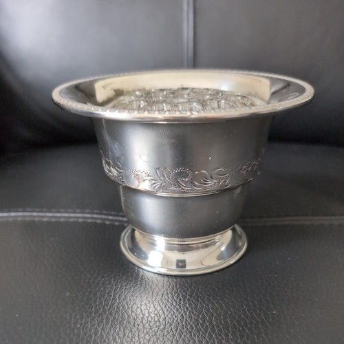 Vintage Silver Plated Rose Bowl With Glass  Frog.