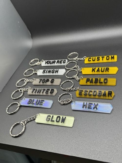 Personalised Gift Custom Name 4D Car Number Plate Keyring Custom Name Keychain
