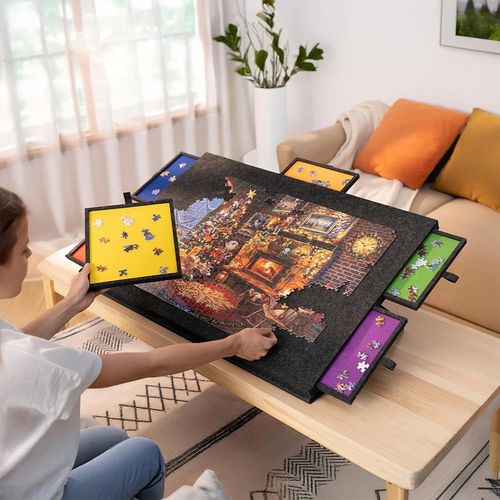 1000PCS Tilting Puzzle Board with 2in1 Designed Stand Cover Felt Mat w/ 6 Drawer — image 5