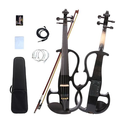 Black Electric Viola 16 Inch Solid Wood Viola with Ebony Fittings, Case and Bow — image 1