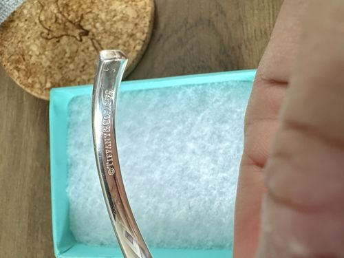 Tiffany & Co. 1837 Signed Sterling Silver 925 Open Cuff Bangle Bracelet — image 2