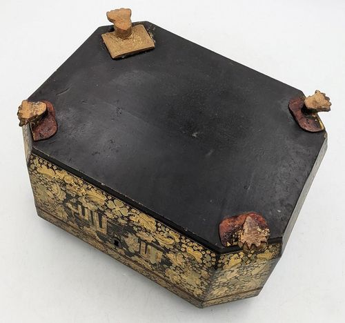 CHINESE ANTIQUE EXPORT LACQUER GILT BOX 19TH CENTURY — image 8
