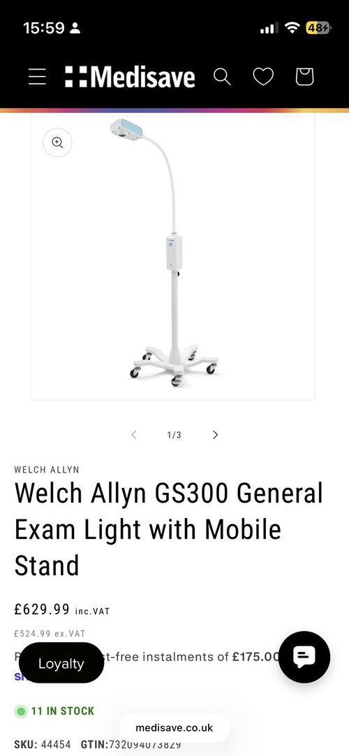 Welch Allyn GS300 Floorstanding Examination Light on Wheeled Rolling Stand — image 7