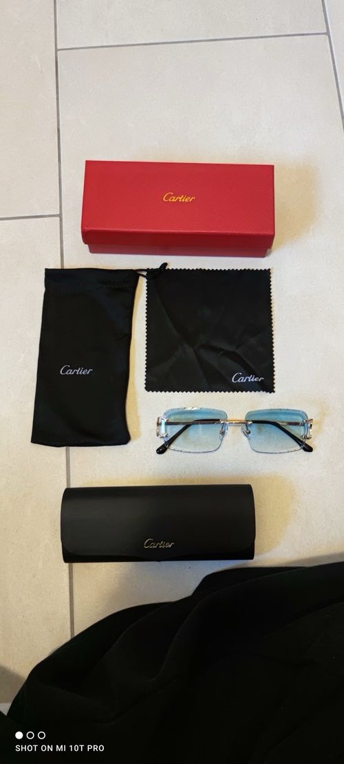 Cartier Eyeglasses Rimless, Gold Metal Frame, With Case & Box — image 8