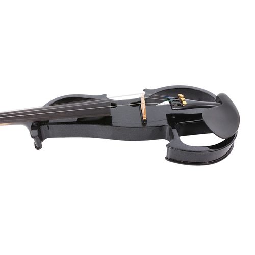 Black Electric Viola 16 Inch Solid Wood Viola with Ebony Fittings, Case and Bow — image 7