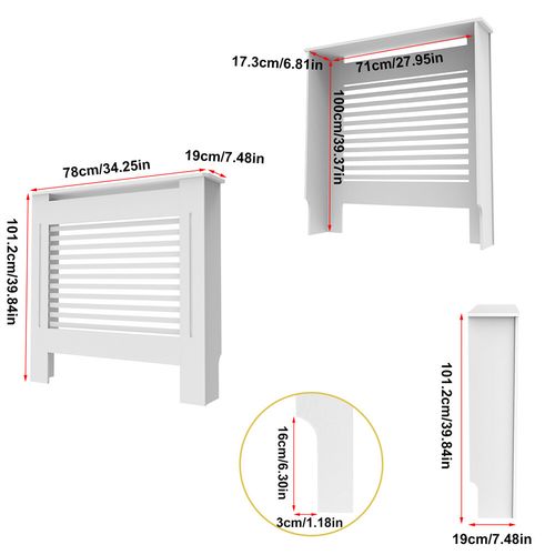 100cm High Radiator Cover Wood Cabinet MDF Trellised Grill Heating Cover Barrier — image 1