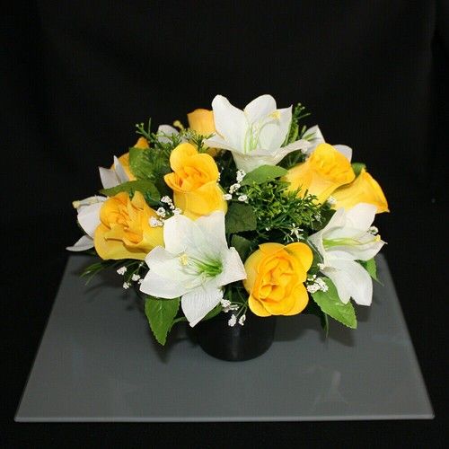 Grave Artificial/silk Flower Pot Arrangement in Memorial Pot/Grave arrangement
