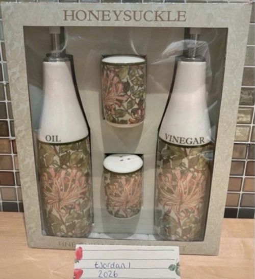 Brand New William Morris Oil, Vinegar And Salt And Pepper Ceramic Serving Set