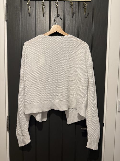 Bréal Women’s White Cotton Knit Open Front Long Sleeve Cardigan Size M Regular — image 3