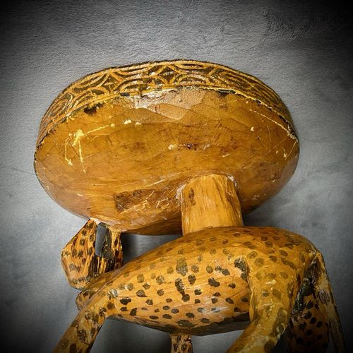 Handmade Wooden Leopard Sculpture - Stool Table - Tribal Ethnic Decor - African — image 12
