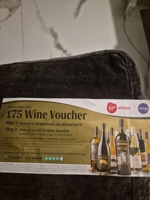 Virgin Wines Wine Voucher £75 Value - Redeem Online Against Wine Orders