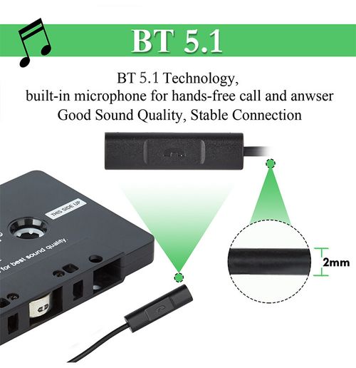 Bluetooth Cassette Adapter Car Stereo Wireless Audio Receiver AUX Music Player — image 7