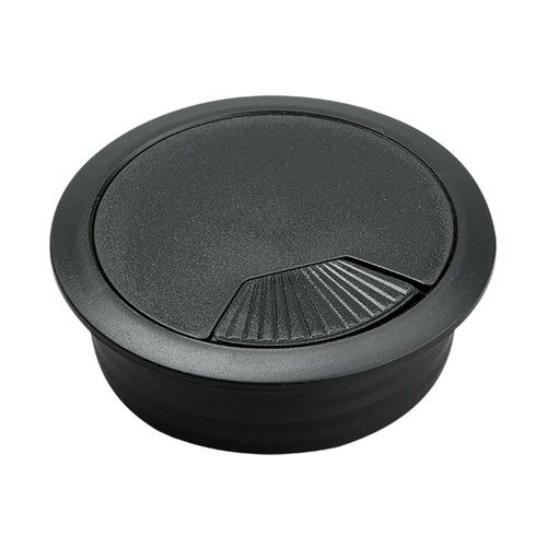 60mm Black Plastic Cable Desk Grommets Computer PC Cover Caps Wires Cables 