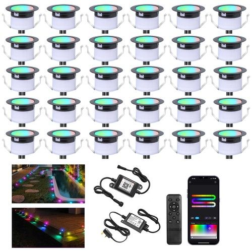 31mm WIFI Plinth Decking Lights RGBW+IC LED Round Light Garden Deck Kitchen Yard