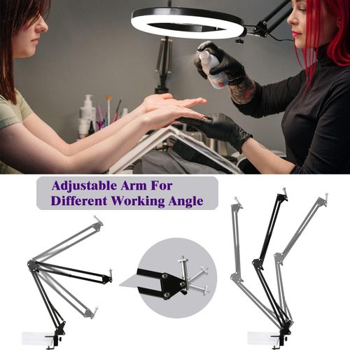 Adjustable Overhead Phone Camera Mount with Ring Light Scissor Arm Stand Tripod — image 3