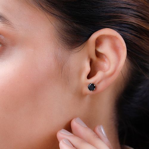 Black Tourmaline Studs earrings Round Solitaire 925 Sterling Silver 6 Prong — image 9