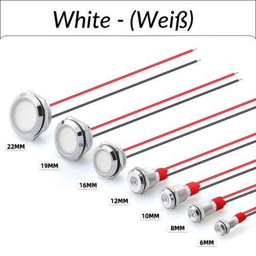 8/12/16/19/22mm Waterproof IP67 Metal LED Indicator Pilot Dash Light Panel Lamp