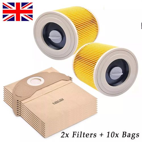 Dust Bags & Filter for Karcher WD2 WD3 A2004 NV3 Wet & Dry Vacuum Cleaner UK — image 1