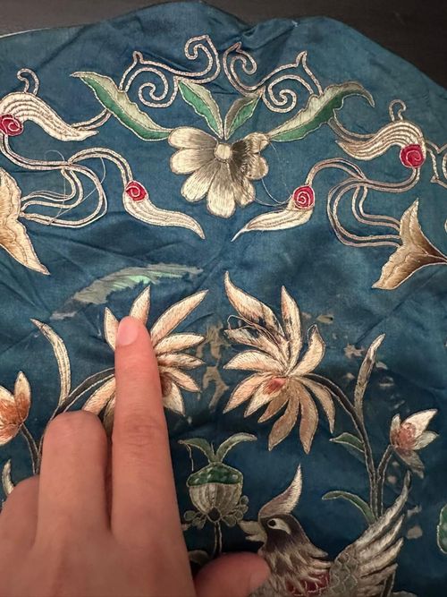 Antique 19th Century Qing Dynasty Chinese Embroidered Silk panel — image 8