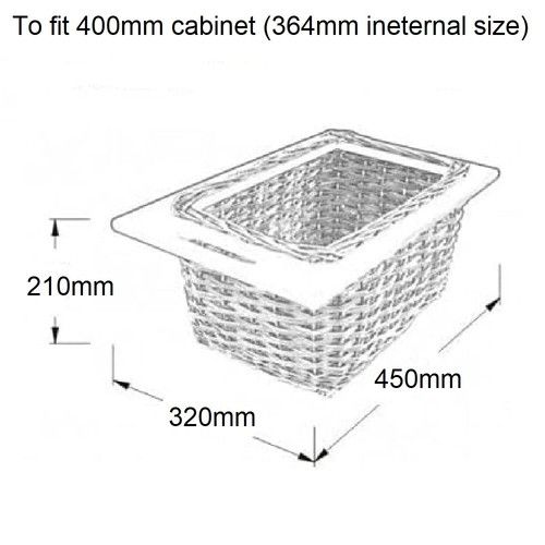 Wicker Pull Out Basket Kitchen Cabinet with Front Handle and Wood Runners