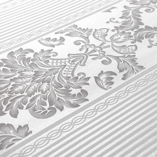Silver Grey Damask Glitter Wallpaper Embossed Textured Non-Woven Wall Decor Roll — image 13
