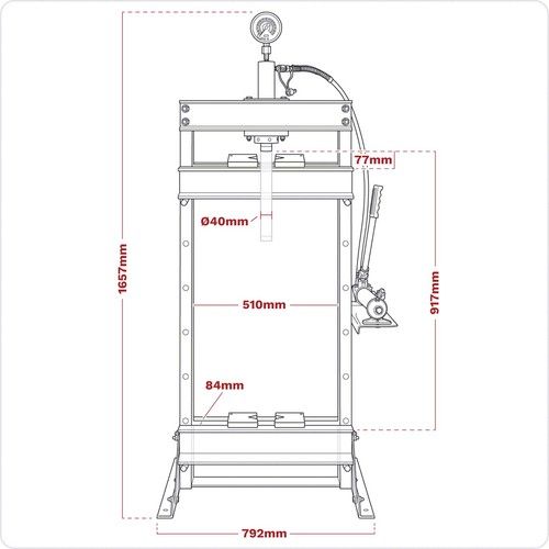 Sealey Hydraulic Press 10tonne Floor Type Heavy Duty Workshop Floor Press YK10F