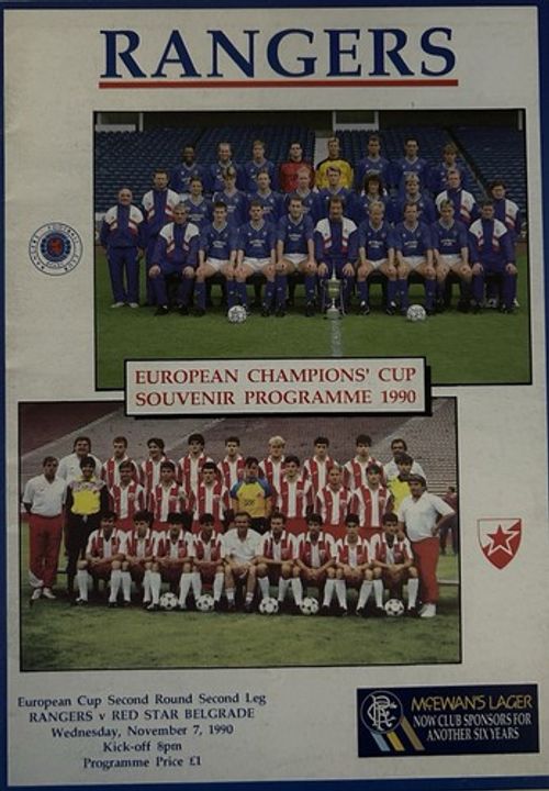 Rangers v Red Star Belgrade 1990 Programme