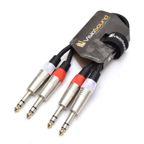 2 x 6.35mm 1/4" Stereo TRS Jack Balanced Twin Lead / Signal Audio Patch Cable