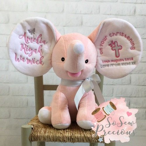 Personalised Cubbies Dumble Elephant, New Baby Teddy Bear Gift, Choice of colour