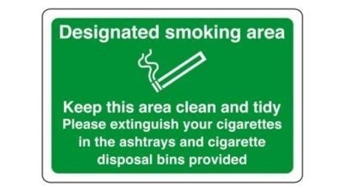 Designated smoking area keep this area clean - safety sign PVC Sticker Dibond