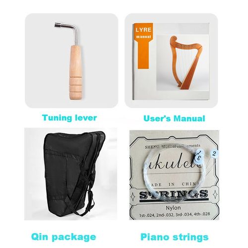 19 String Lyre Irish Harp Solid Wood Veneer Lyre Stringed Lever Harps Instrument — image 12