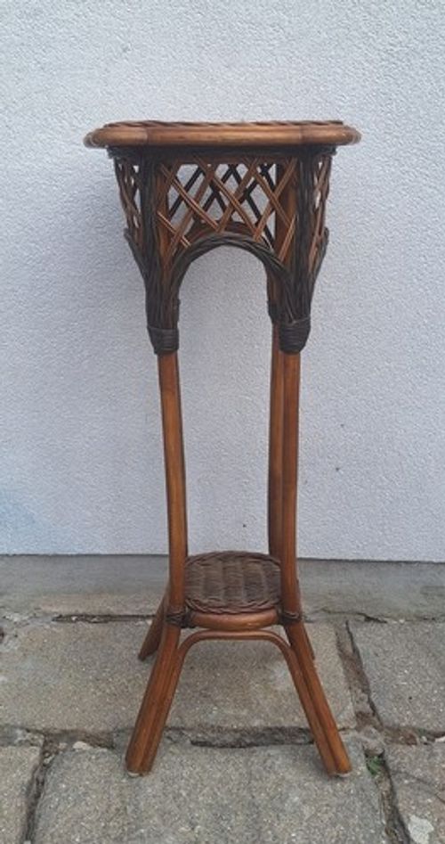 Vintage Bentwood and Wicker Plant Stand / Jardiniere Plant Stand