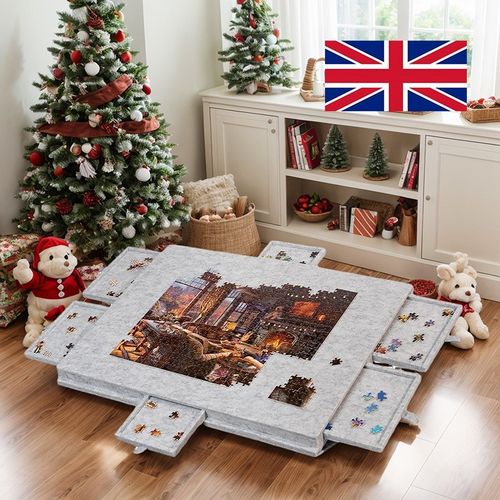 Felt Jigsaw Puzzle Board Portable Puzzle Storage-Table w/ 6 Slid Drawer 1000pcs — image 1
