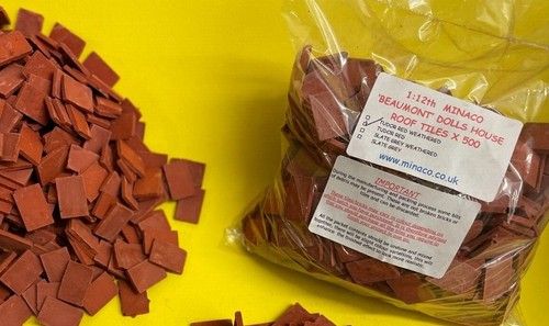 1/12th Dolls House roof tiles,  4 colours & types, 500 tiles Fantastic Value