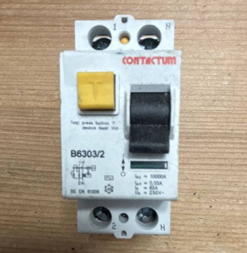 CONTACTUM B6303/2 63A 30mA Type B 2-Pole 230V Fixed RCD DIN Rail