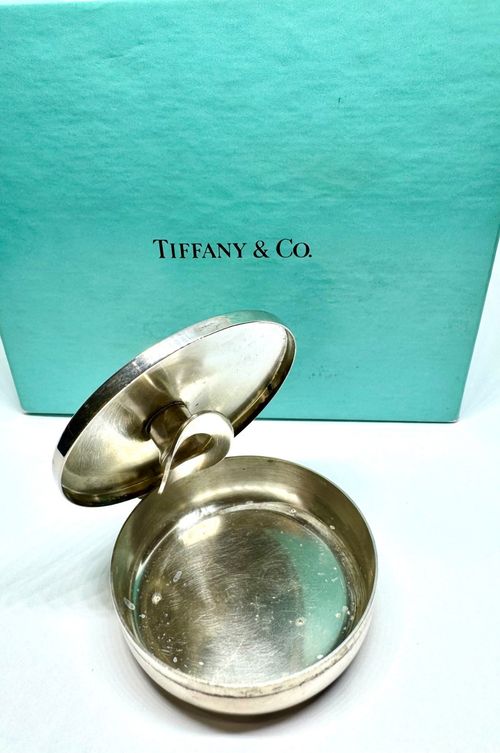Vintage Tiffany & Co Sterling Silver Pocket Ashtray  Monogram Box Pouch — image 8