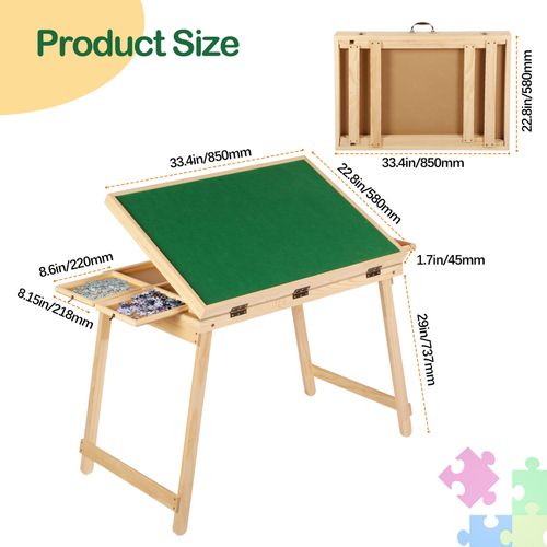 1500 Pieces Jigsaw Puzzle Table 4 Tilting Angle Board w/ Drawers & Foldable Legs — image 3