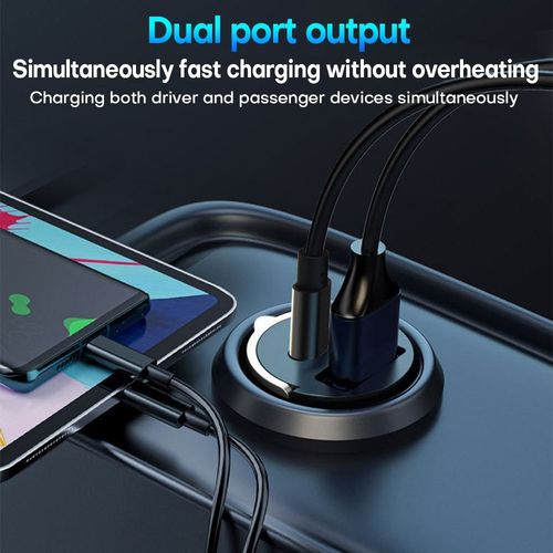 USB + TYPE-C Fast Car Charger Cigarette Dual Socket Adapter For i.Phone Samsung — image 9