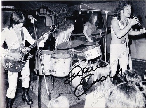 AC/DC Photo DAVE EVANS Singer 1973/4 Can I Sit Next To You Girl Autograph SIGNED