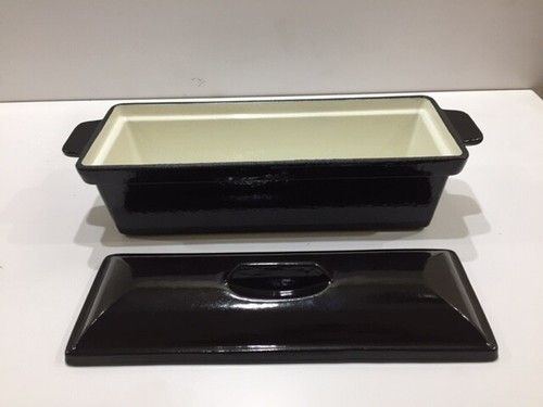 Black Enamel Cast Iron Cooking Pot Stock Pot Terrine Dish Bread Tin Stew Pot Pan