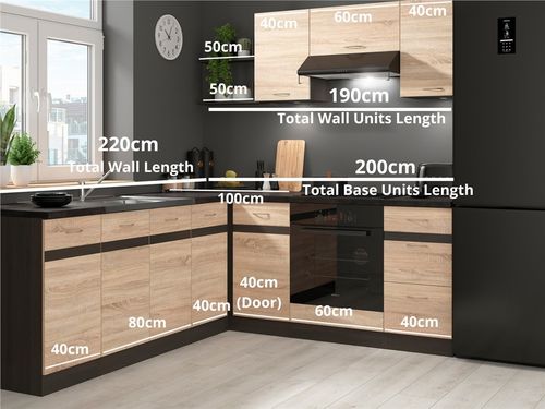 Corner Kitchen Cabinet Left Set Complete Fitted 9 Units Sonoma Oak Wenge Junona — image 3