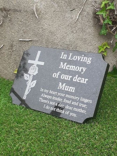Personalised Black Granite Memorial Grave Plaque Cemetery Stone Plaque — image 3