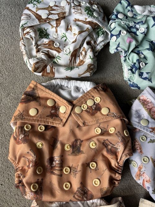6x Little Lamb Reusable Nappies, One Size Adjustable Excellent Condition — image 5