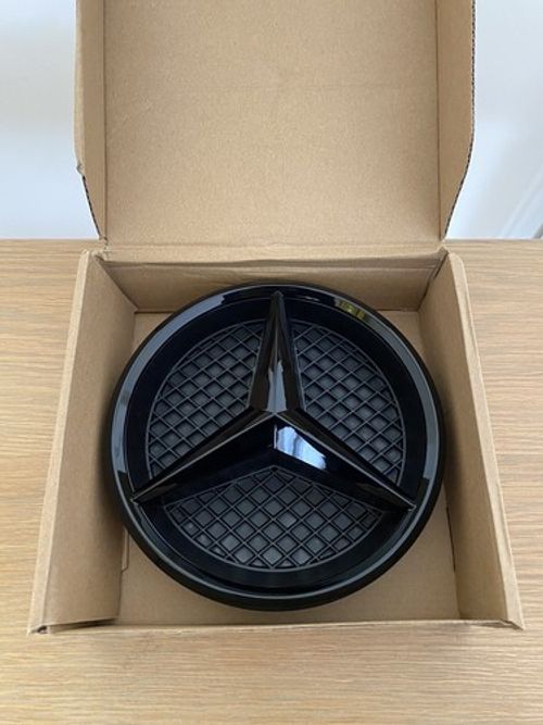 MERCEDES Gloss Black FRONT GRILL STAR BADGE for A,C,B,GLA,GLK,CLA,CLS,ML,E,SLK