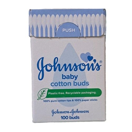Johnson's Baby Cotton Buds 100 Double Tip Rounded Tip Cotton/Paper Plastic-Free