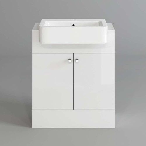 Bathroom Vanity Unit & Basin Sink FreeStanding Storage Cabinet White Grey Oak