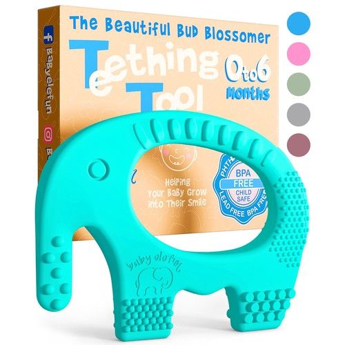 BABY ELEFUN Teething Toys for Baby - Cute, Effective & Easy to Hold BPA Free Sil