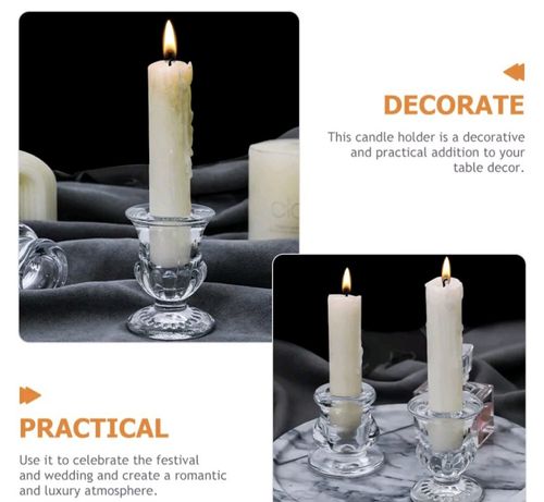 Glass Taper Candle Holders - 6 Pcs Clear Small Candlestick Holder Bulk, — image 2