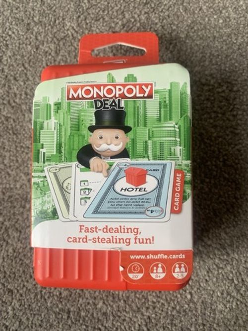 Monopoly Deal Shuffle Card Game Red Hard Travel Case BRAND NEW SEALED