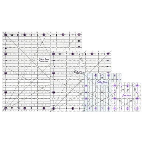 The Quilted Bear Quilting Ruler Bundle - Transparent Acrylic Non Slip Quilting &